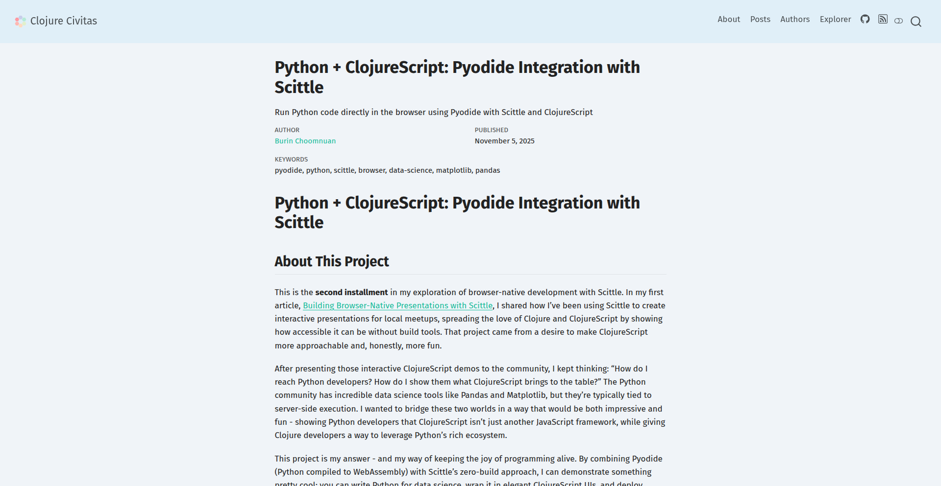 ブラウザ内Pythonデータサイエンス x ClojureScript UI