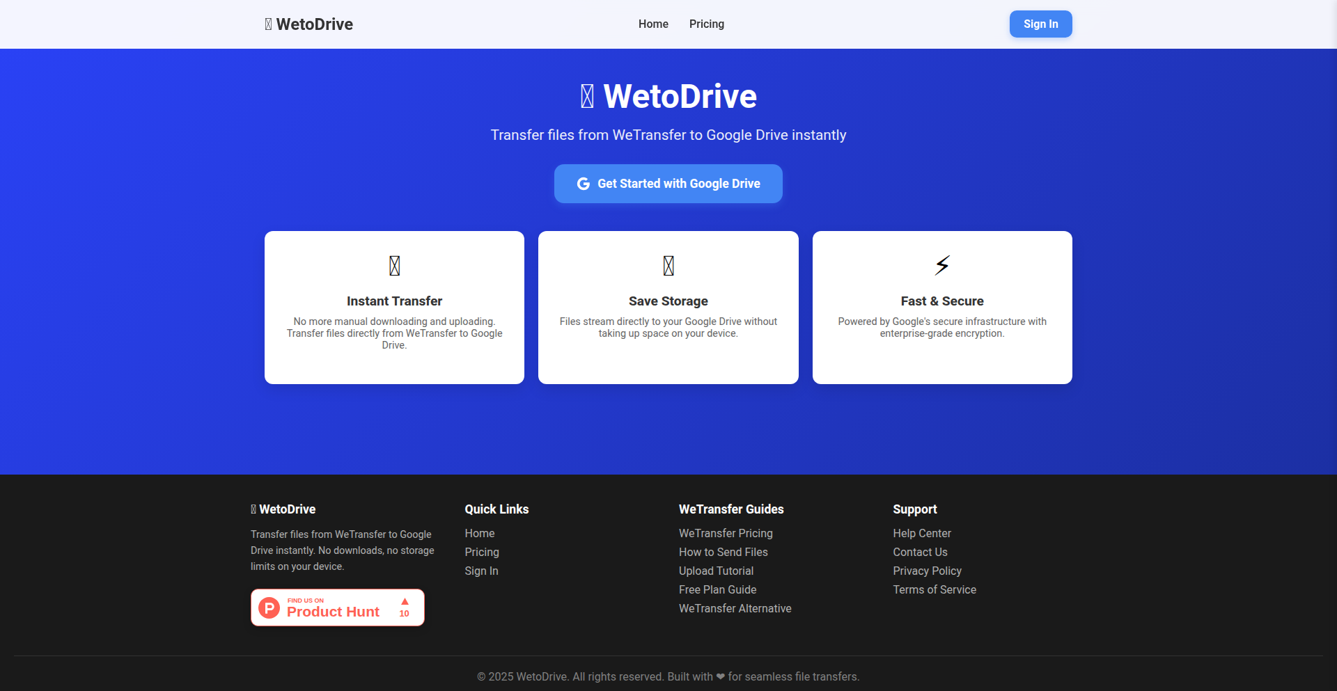 WeToDrive: WeTransferリンクをGoogleドライブに直接保存