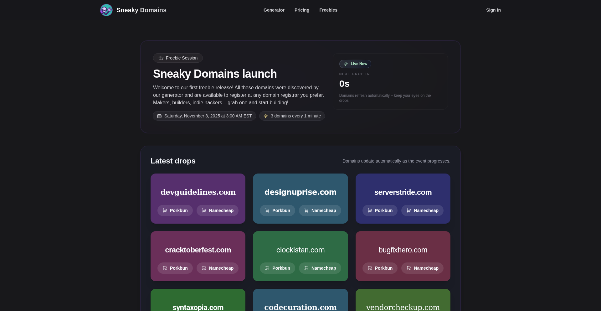 SneakyDomains リアルタイムドメイン発見器