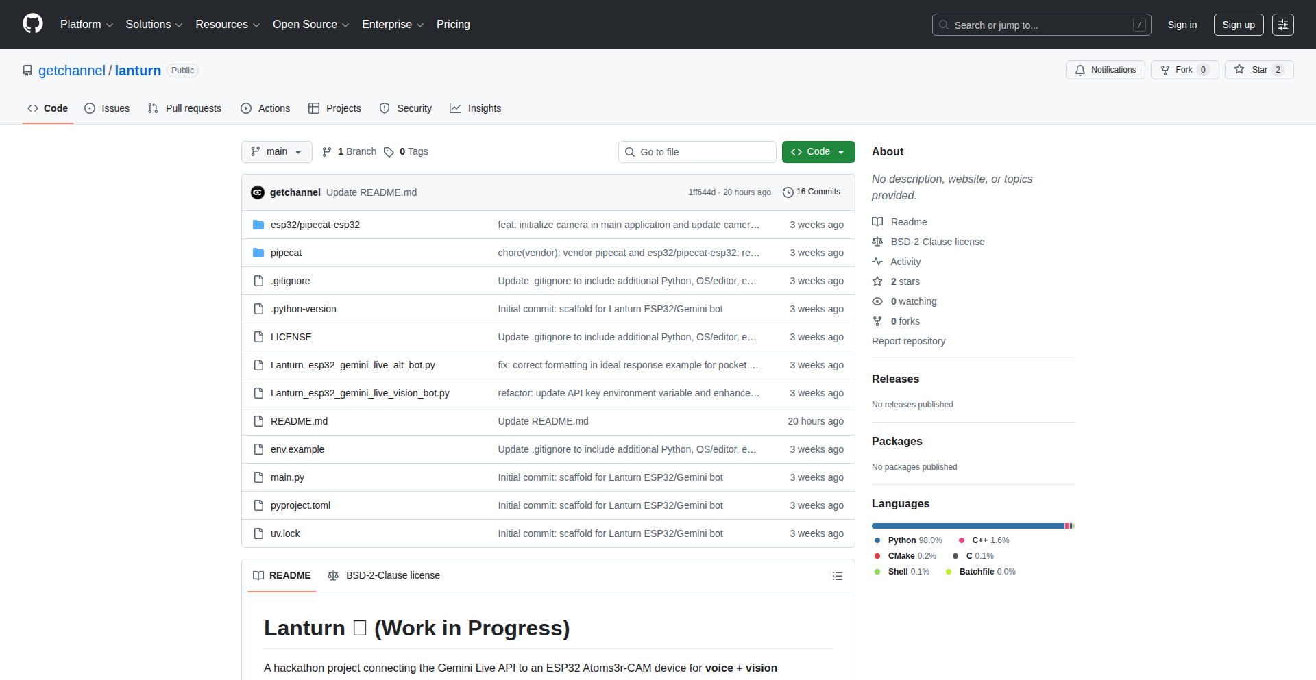 Lanturn:ESP32搭載型 音声＋視覚対話スマートヘッドランプ