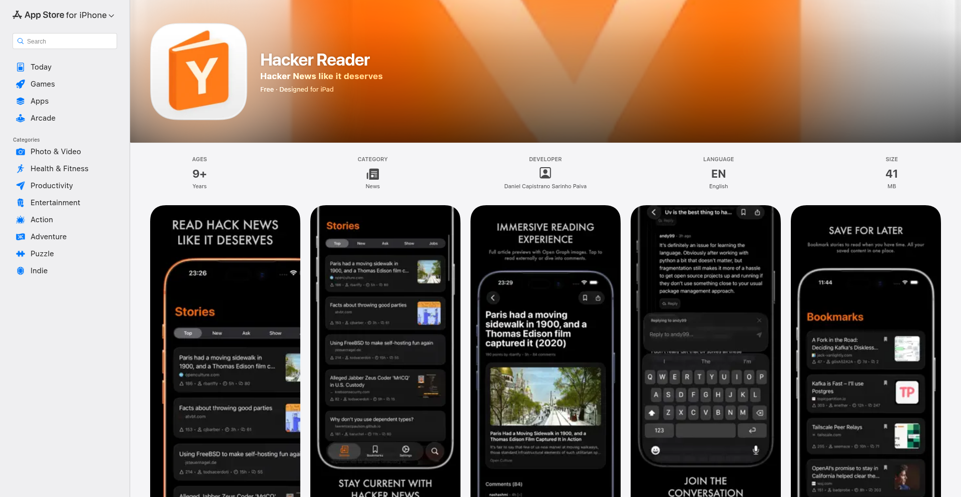 Hacker Reader: ネイティブ体験のHacker Newsリーダー