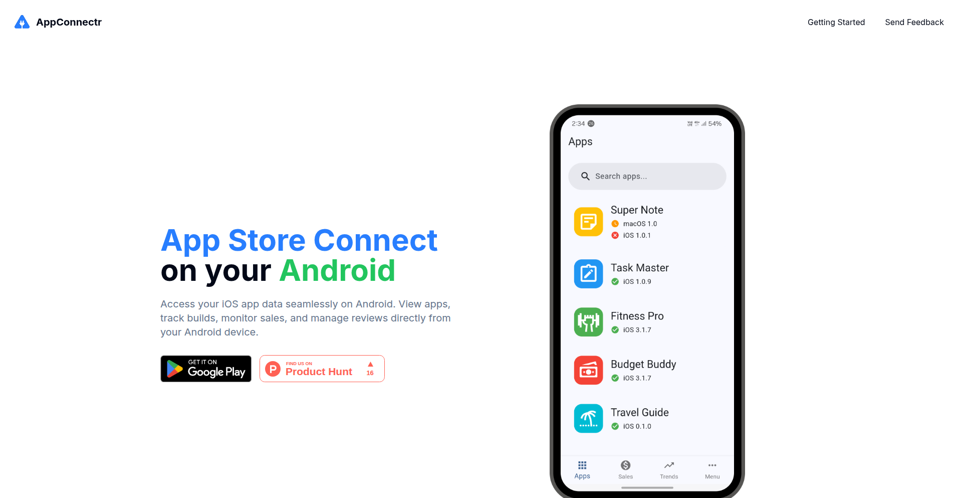 AppConnectr: Android上的App Store Connect助手