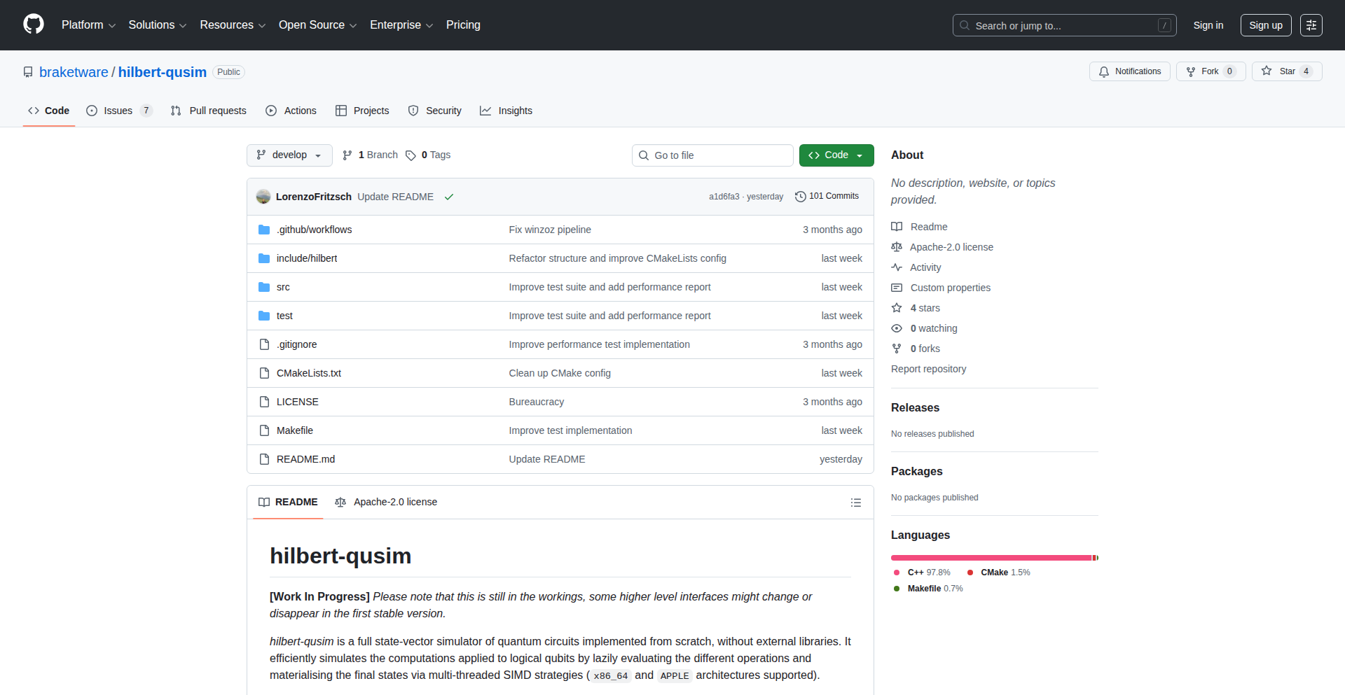 C++ 量子模拟器：原生从零构建