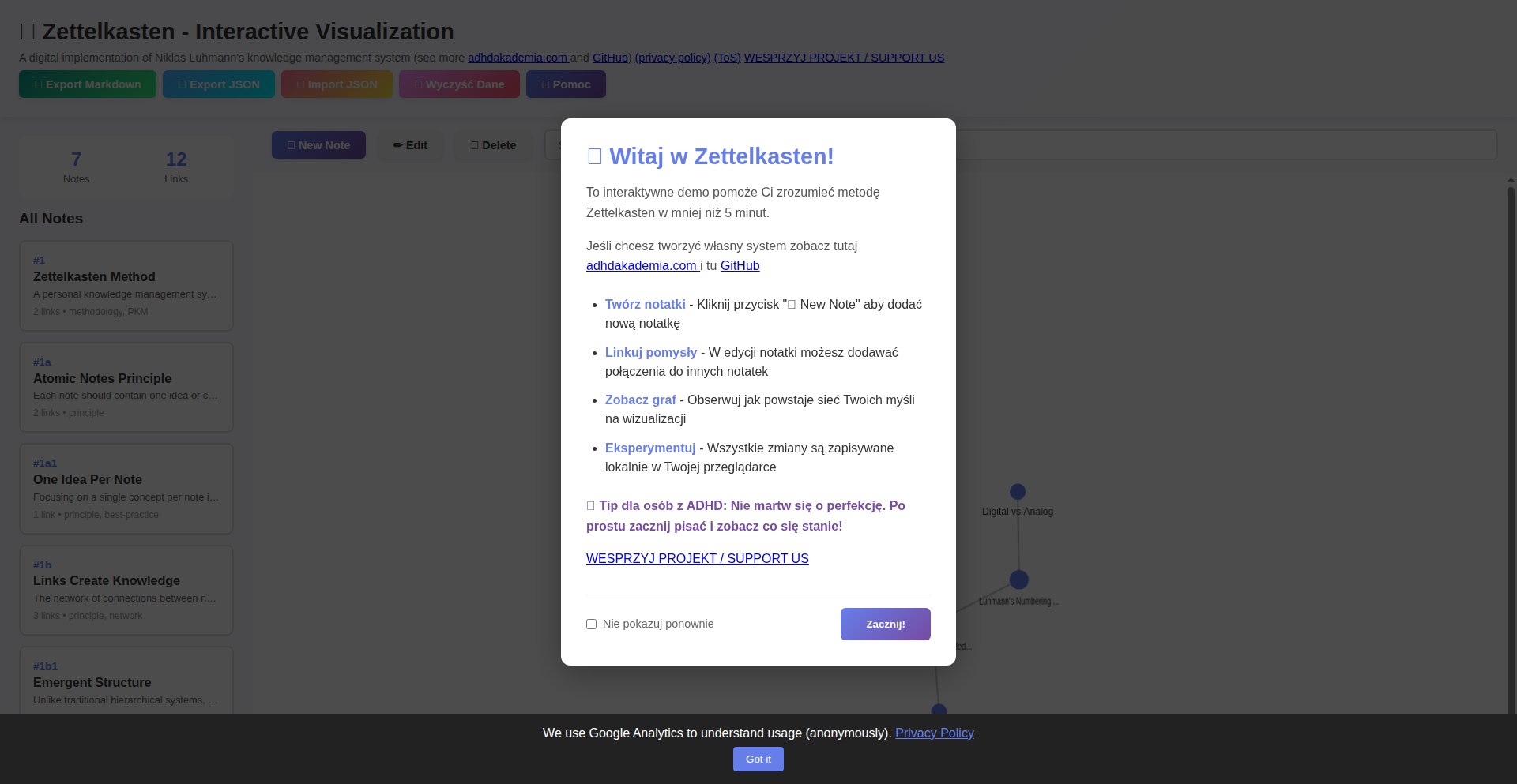 Zettelkasten Interactive: 60KB 灵感节点