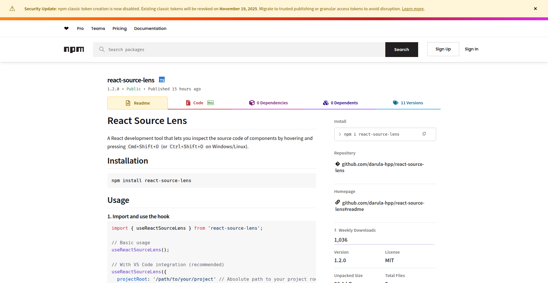 React コンポーネントソースコードナビゲーター