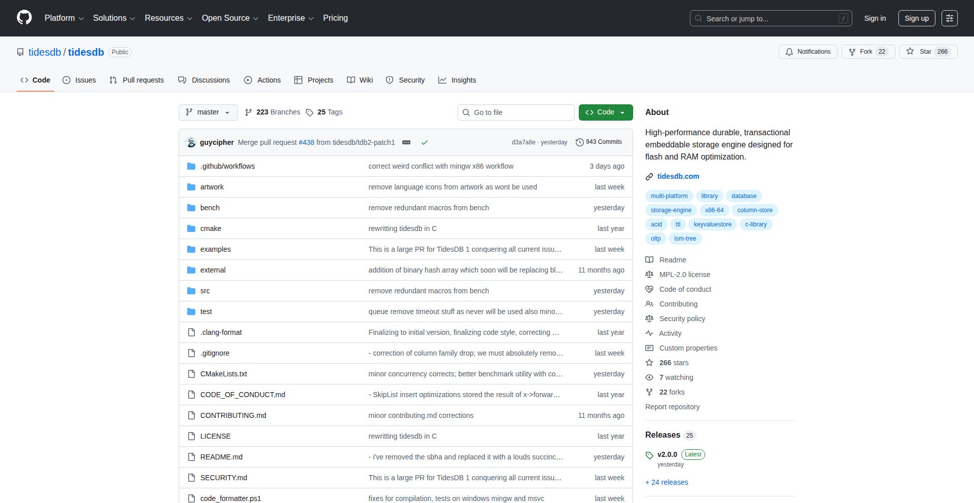 TidesDB - フラッシュとRAMに最適化された高速トランザクションストレージ
