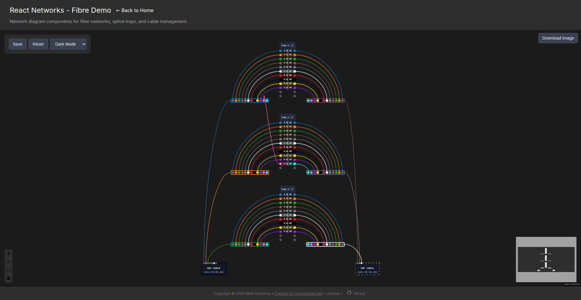 光纤管理のReactコンポーネント