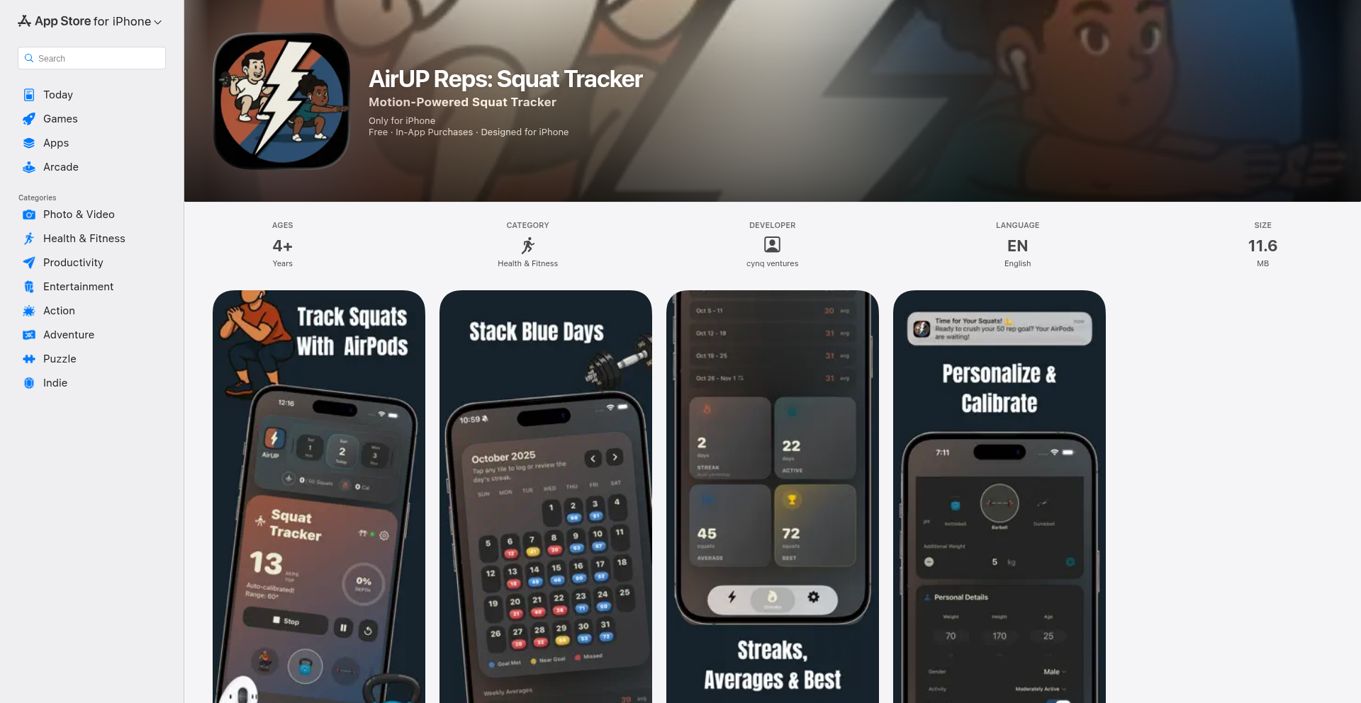 AirPods 动感深蹲教练