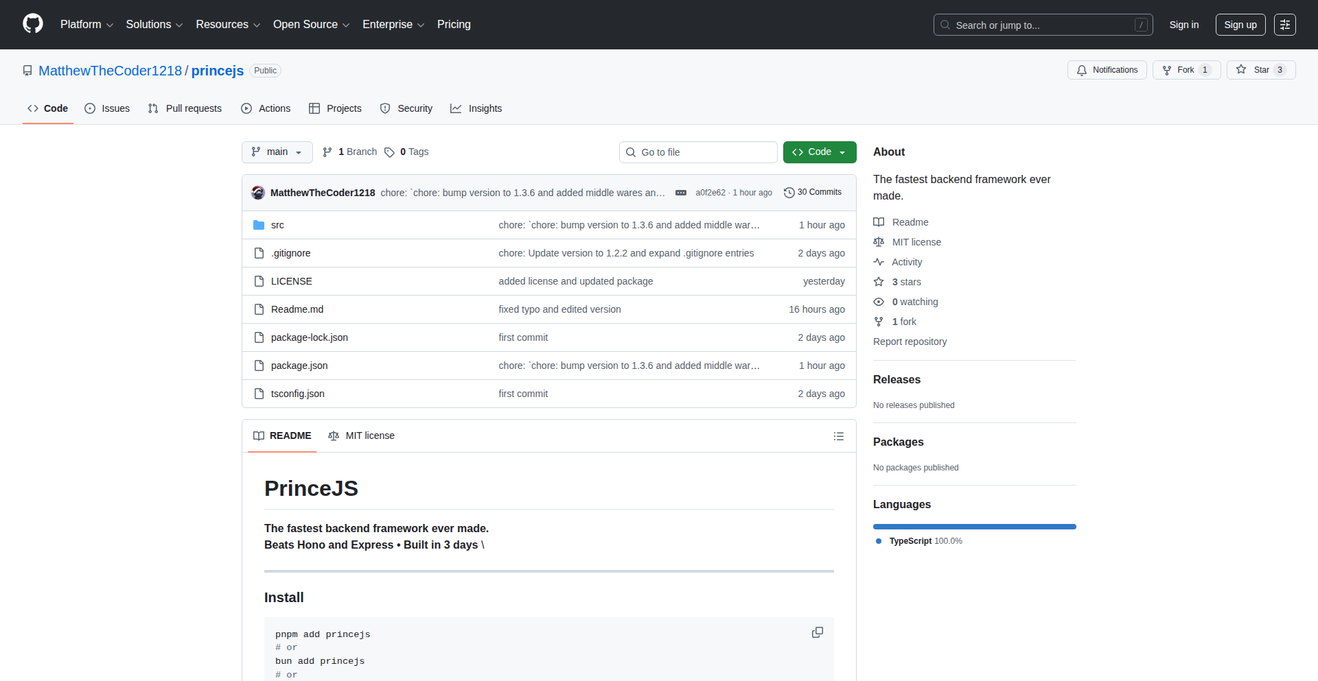 Princejs: 极速轻量级 Bun Web 框架