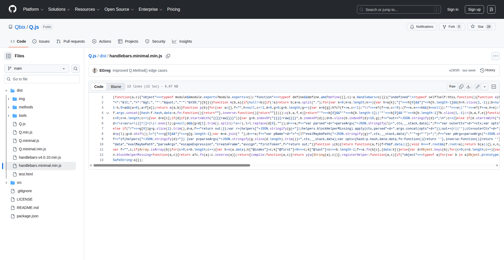 Q.js 迷你 Handlebars 模板引擎