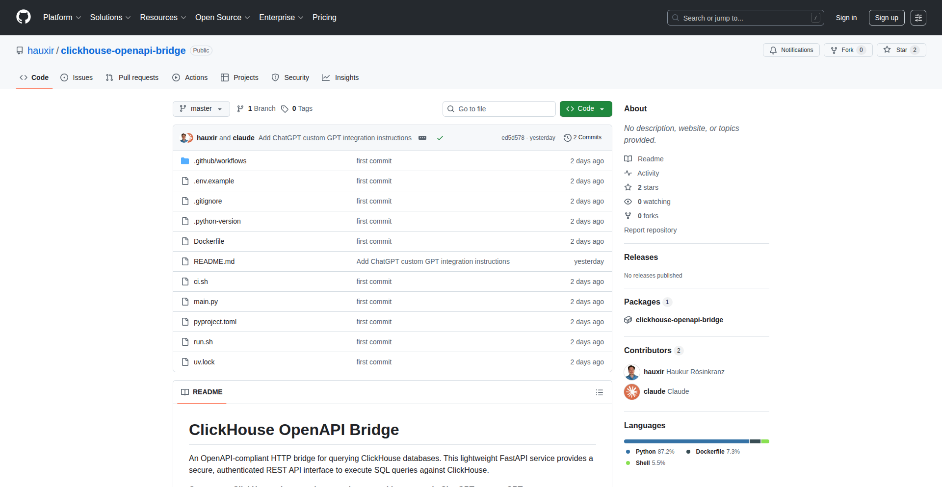 ClickHouse GPT API Connector
