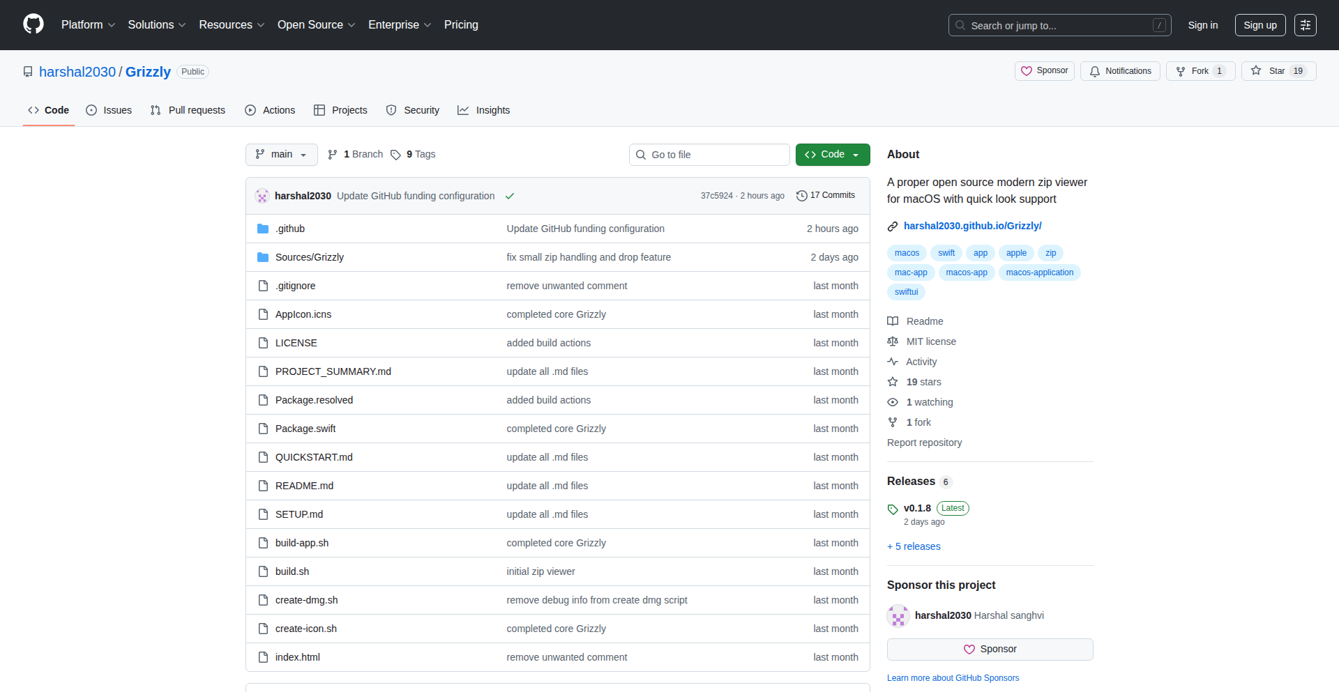 Grizzly - macOS用 内存効率ZIPビューア