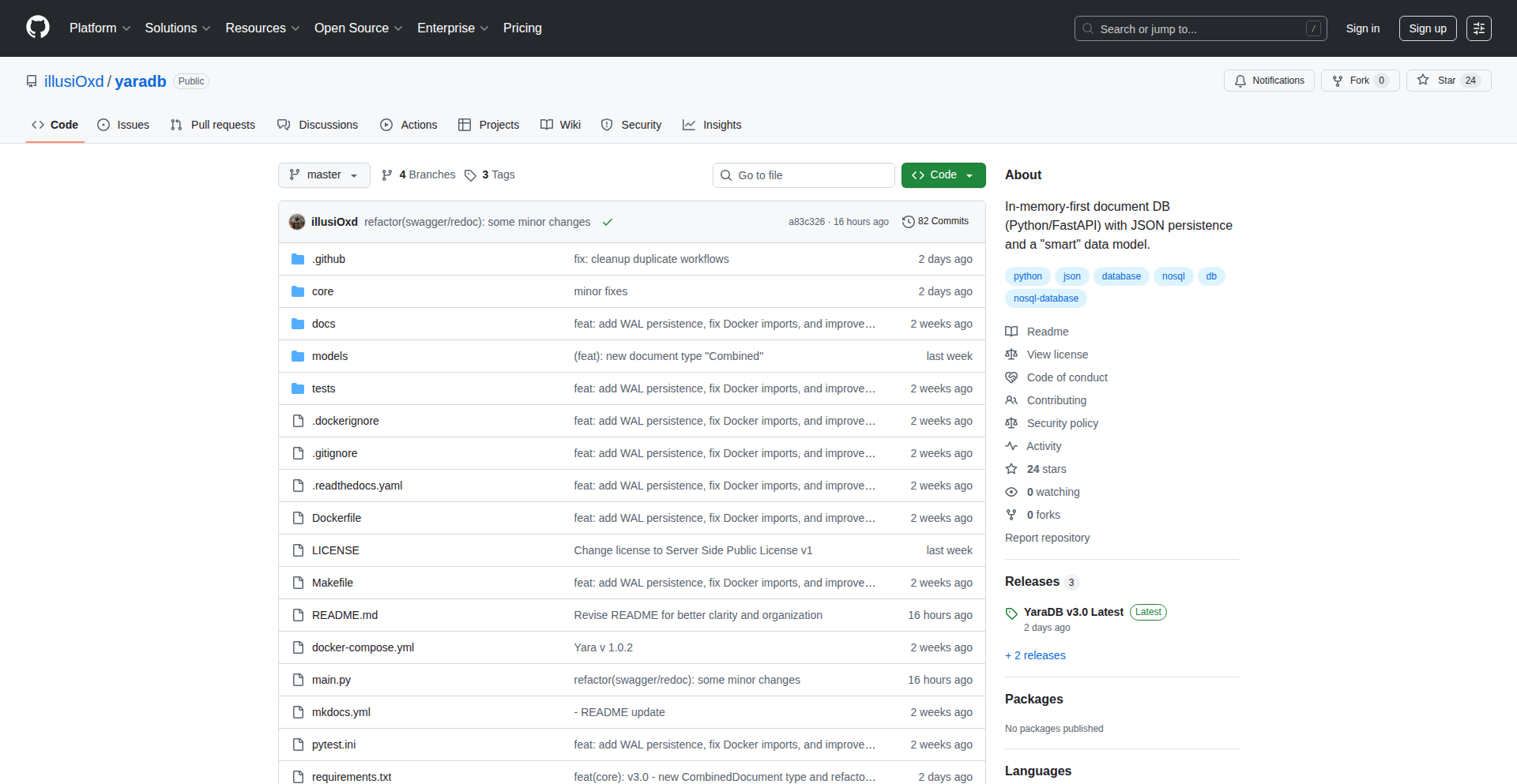 YaraDB: FastAPI駆動の軽量オープンソースドキュメントデータベース