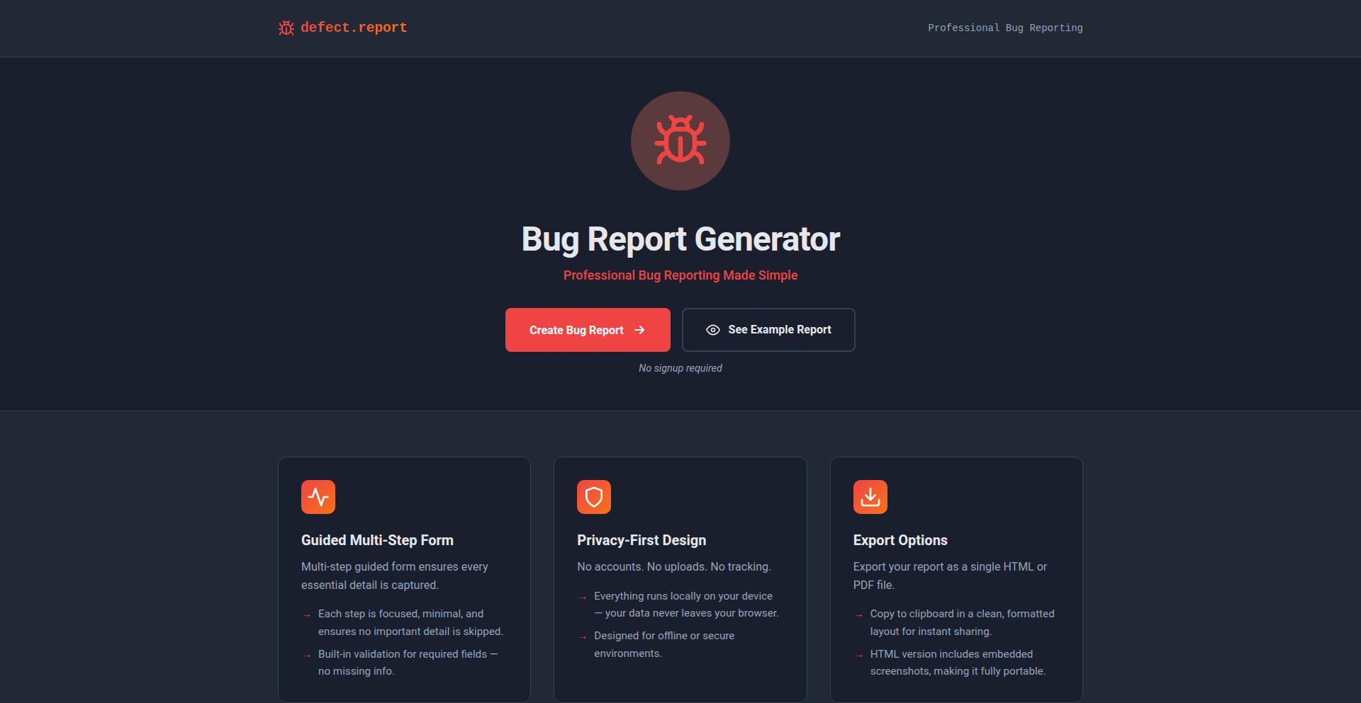 Client-Side Defect Reporter