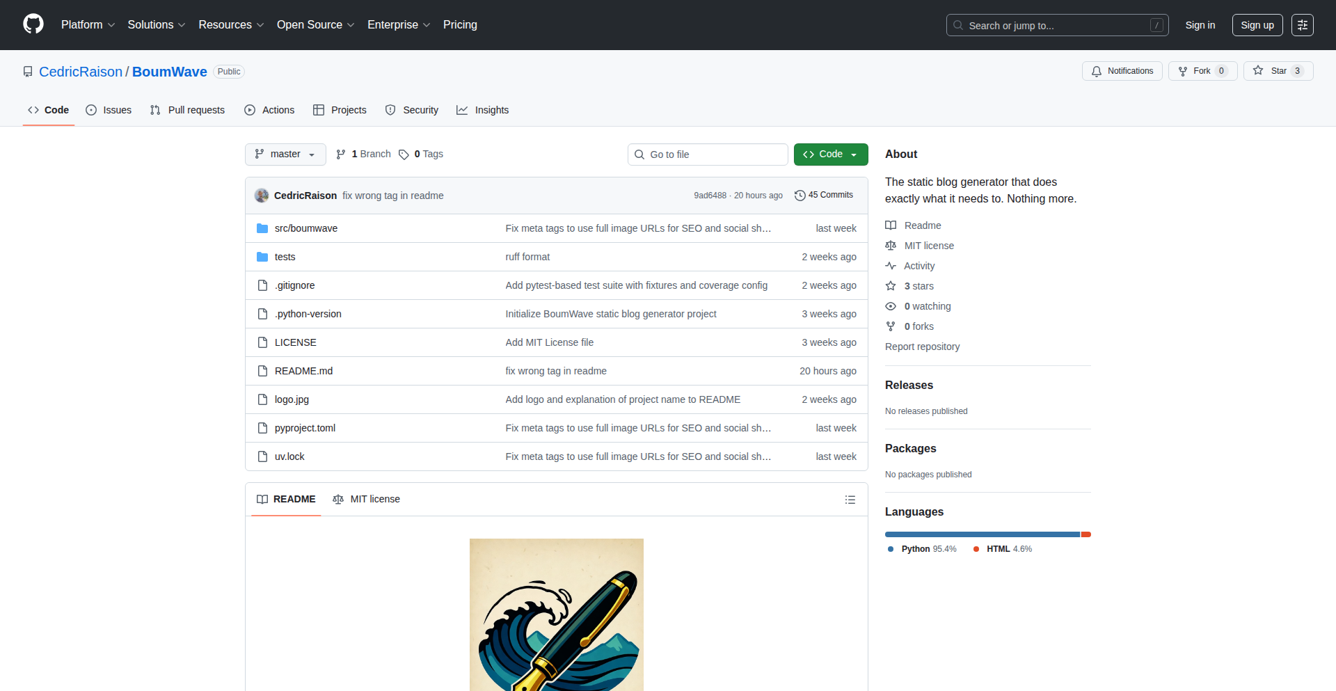 BoumWave: シンプルMarkdownブログジェネレーター