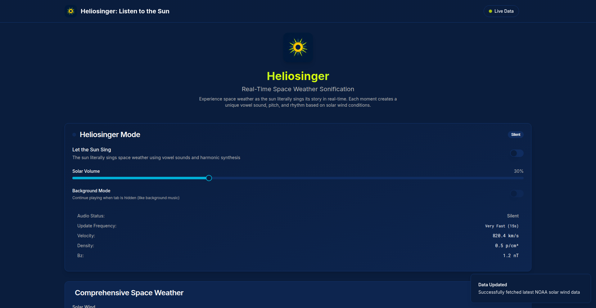 Heliosinger - 太陽のリアルタイム歌声