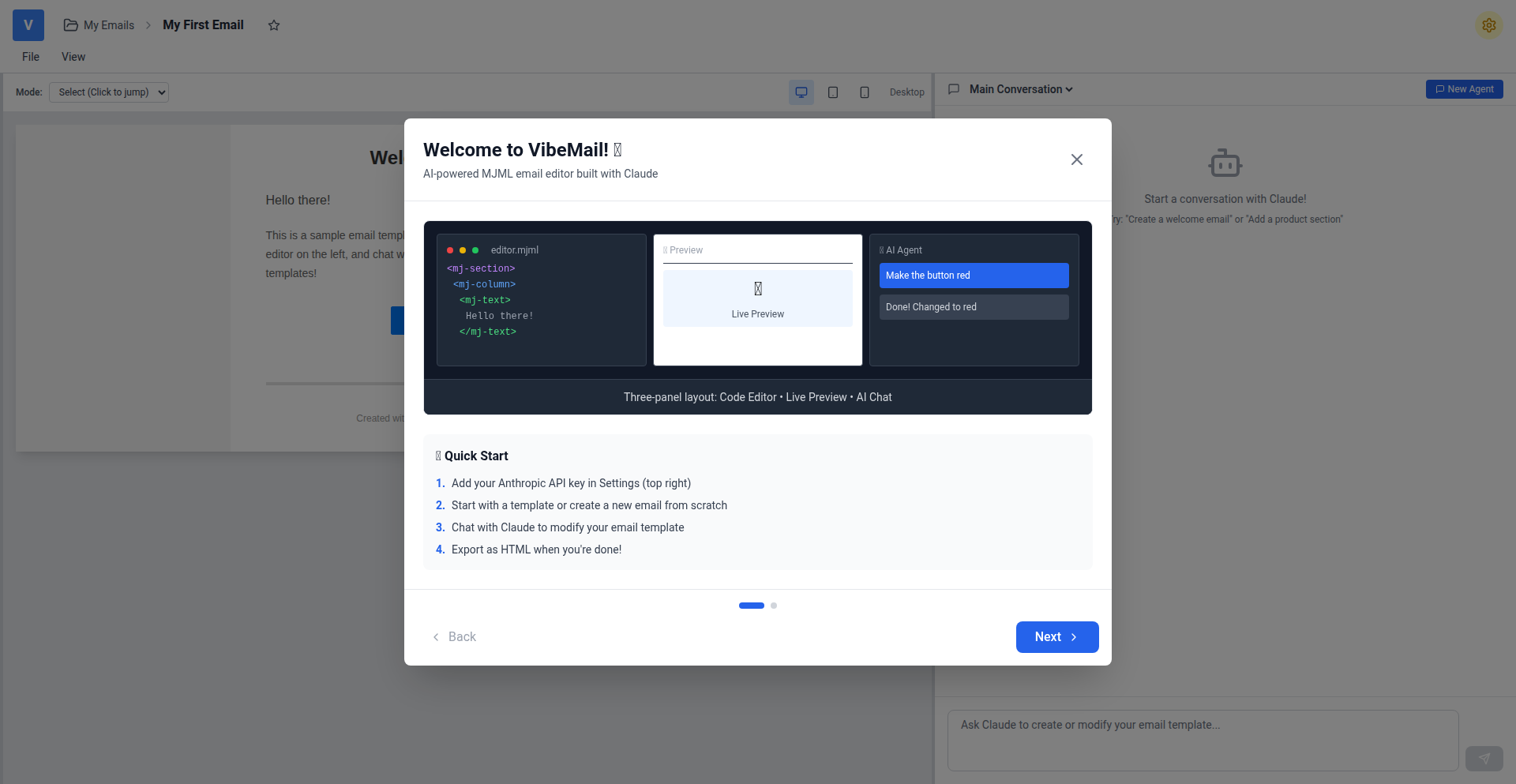 VibeMail: AI駆動型MJMLメーラーエディタ