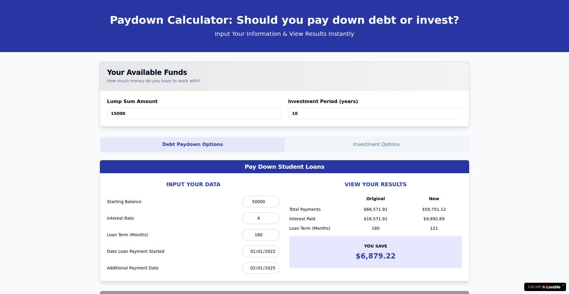 Debt vs. Invest Decision Engine