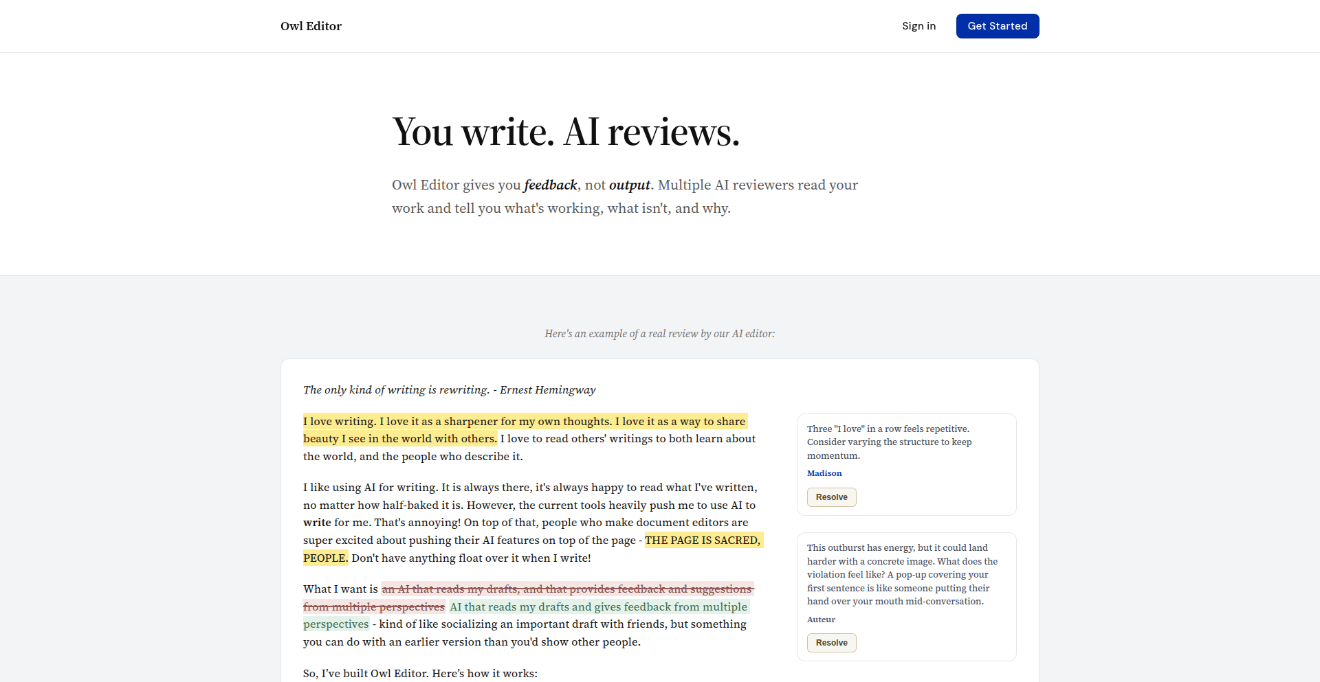 Owl Editor - AI Writing Augmentation Squad