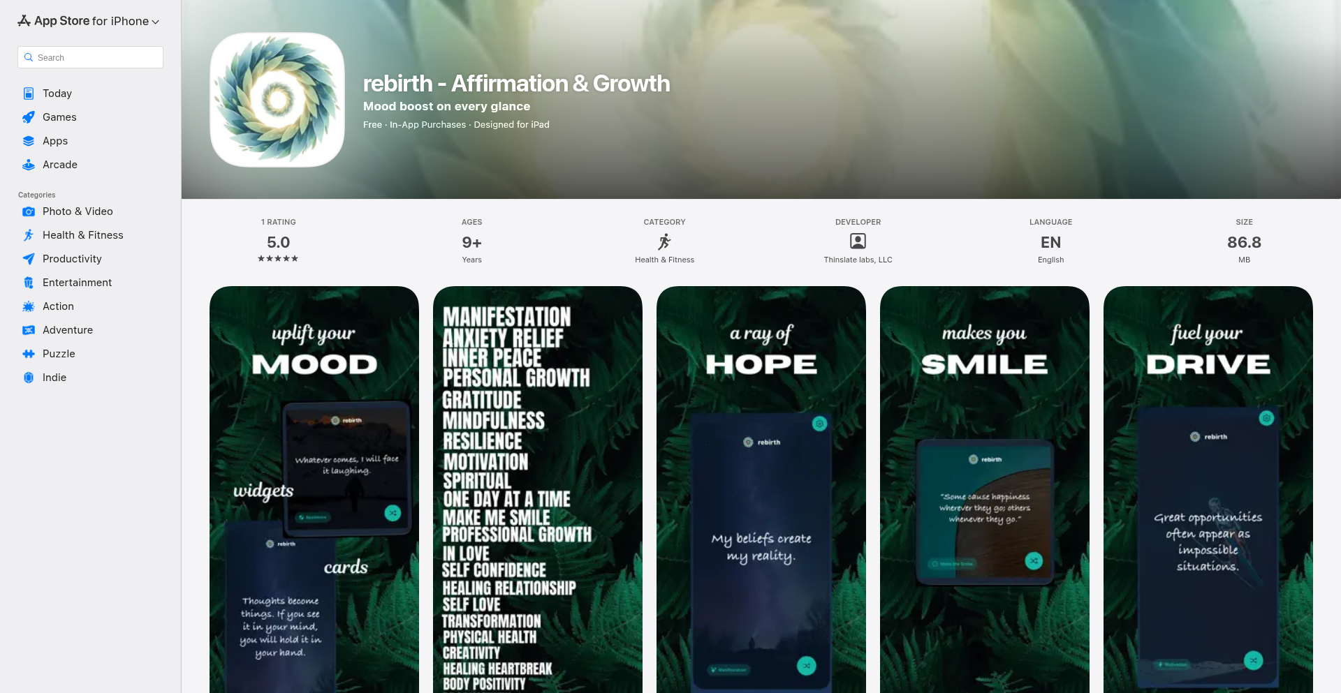 ホーム画面アファメーションウィジェット (Home Screen Affirmation Widget)