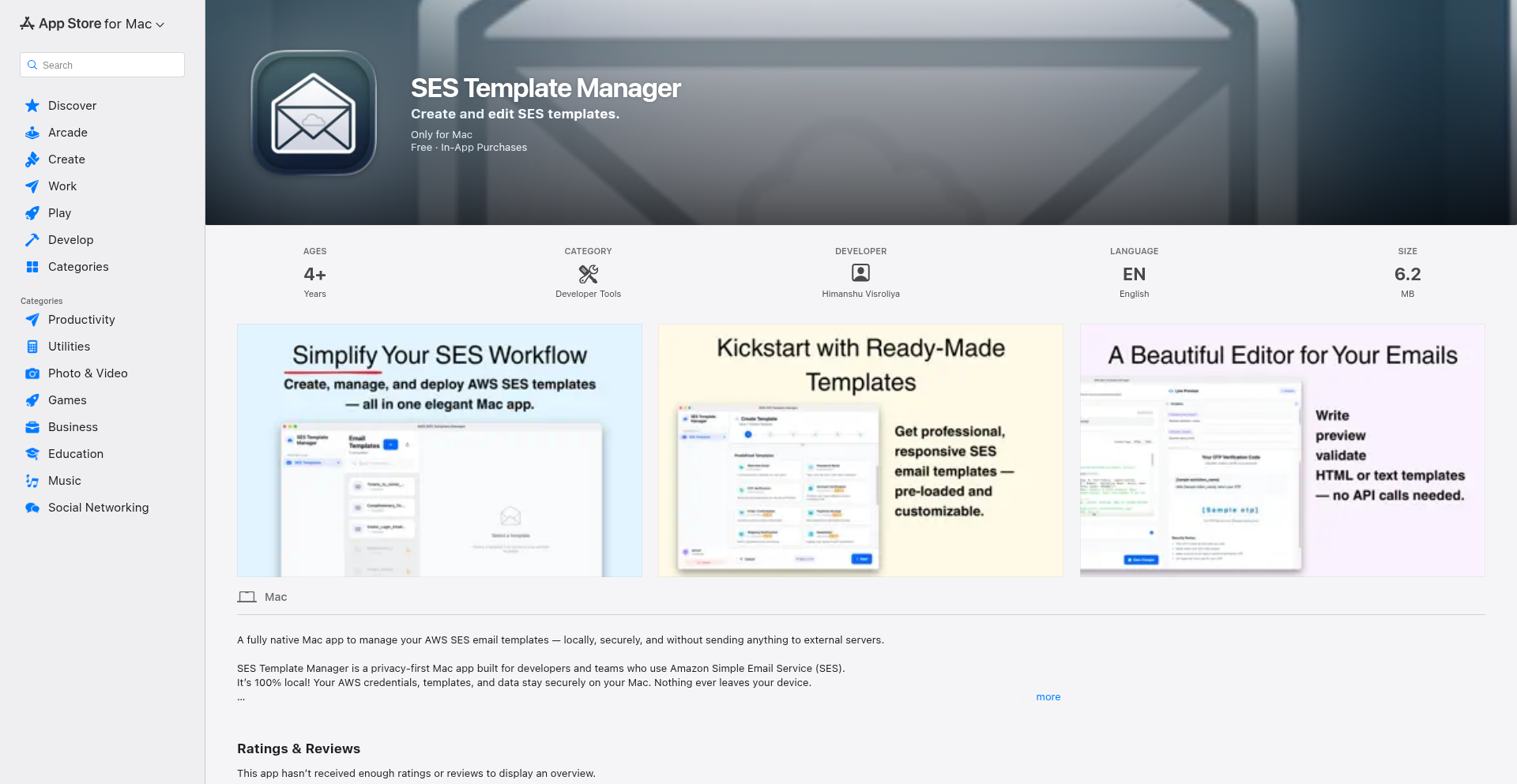 SES Template Manager - ローカルMac版AWS SESテンプレート管理ツール