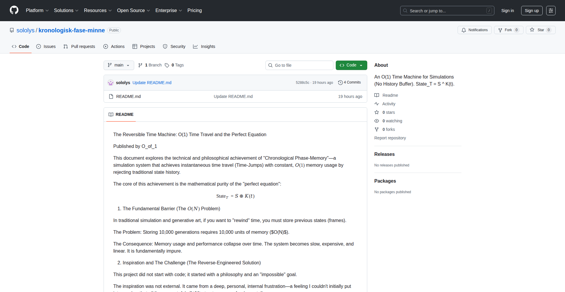 O(1) シミュレーションタイムマシン (履歴バッファなし)