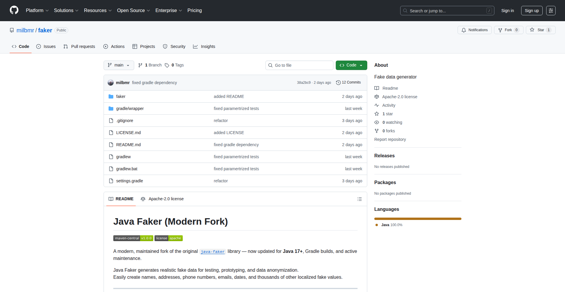 Java フェイクデータ生成器