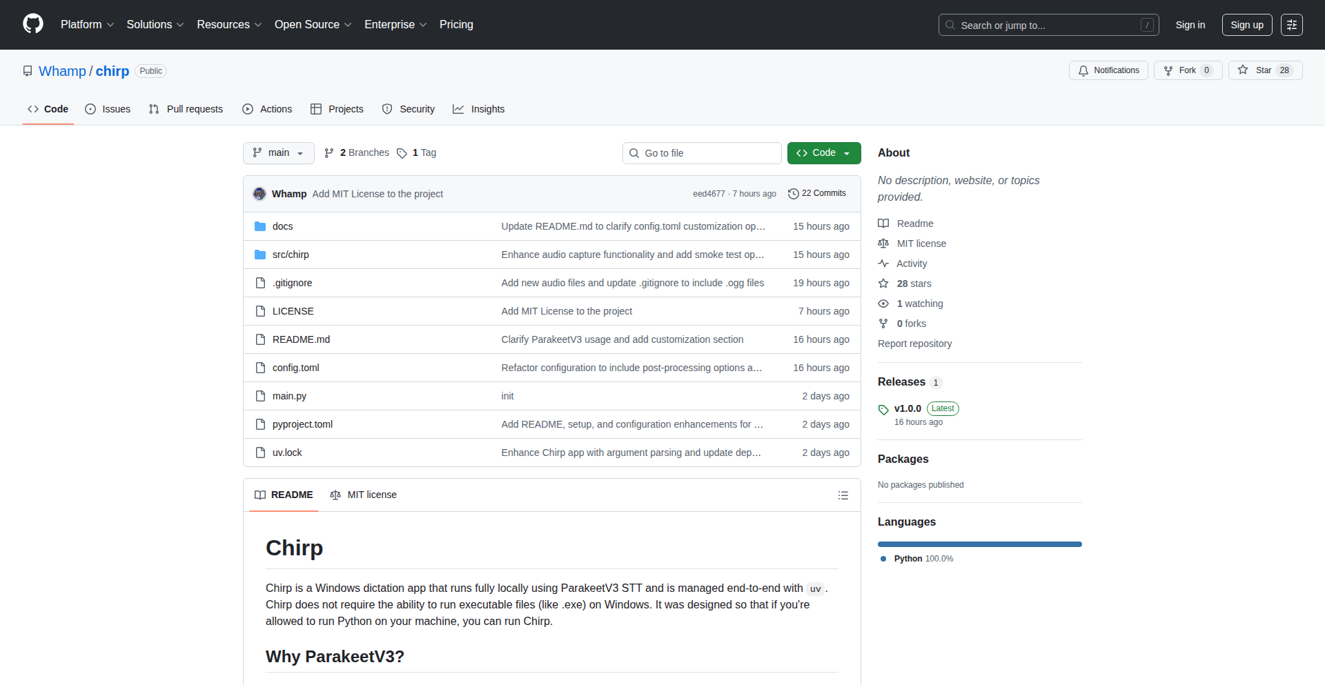 Chirp: ローカルAI音声入力