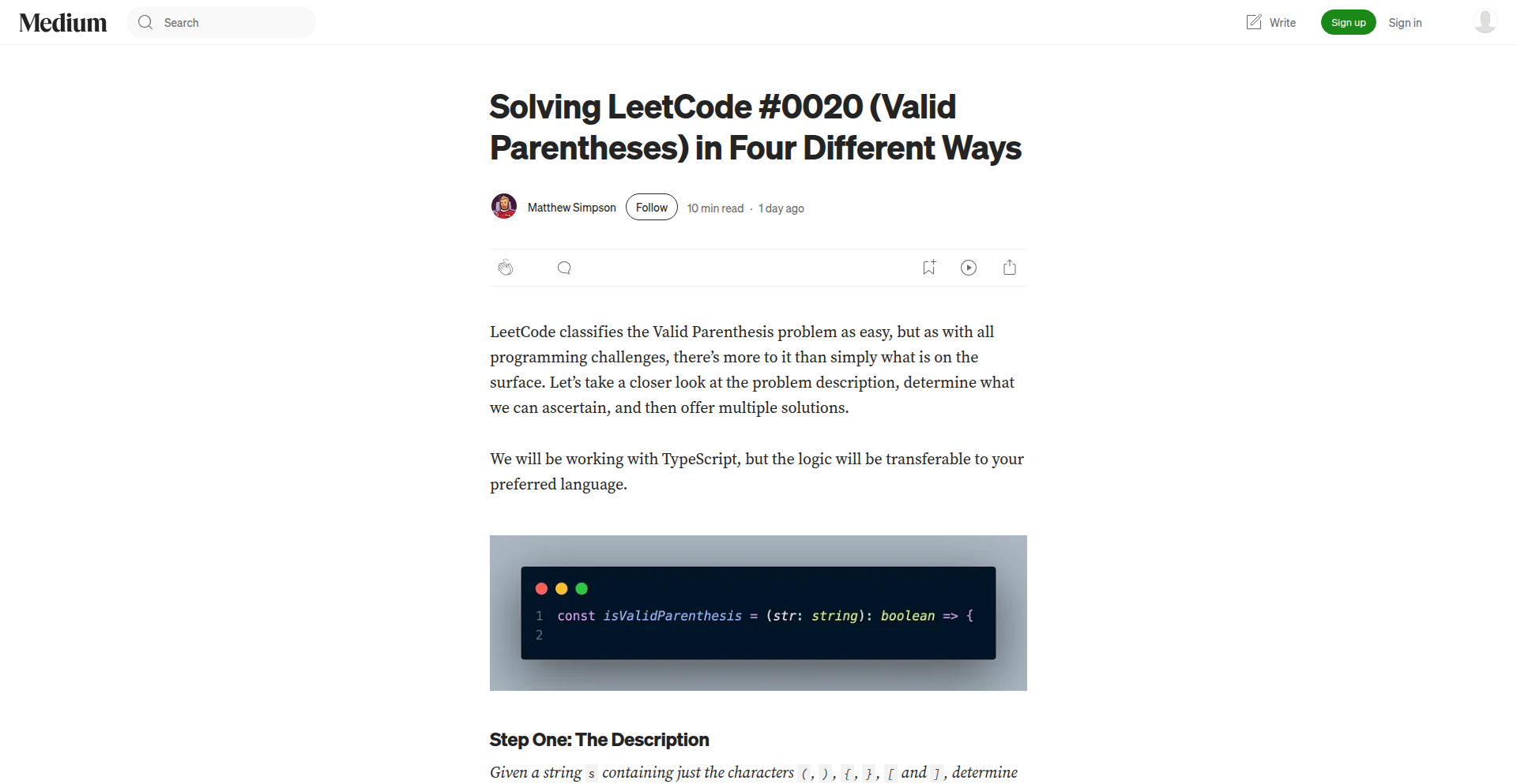 括弧の真価: 4つの解答 (LeetCode #20)