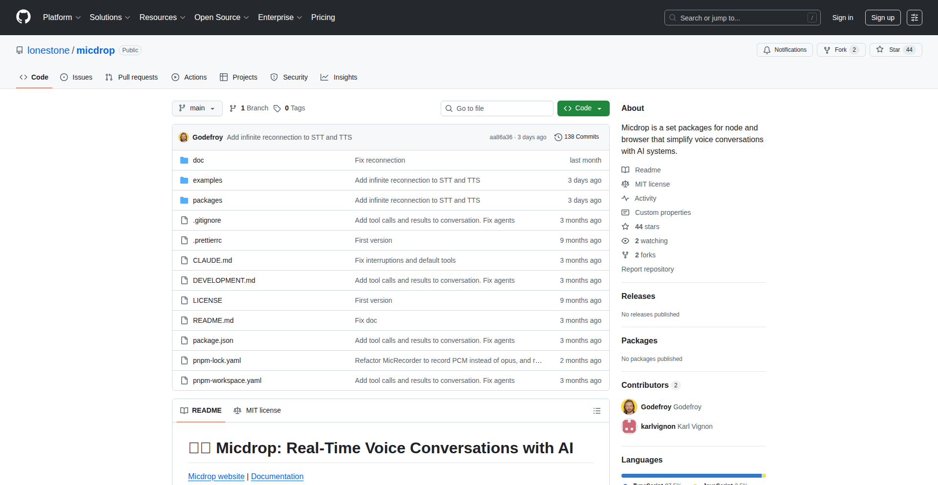 Micdrop: 语音对话AI集成引擎