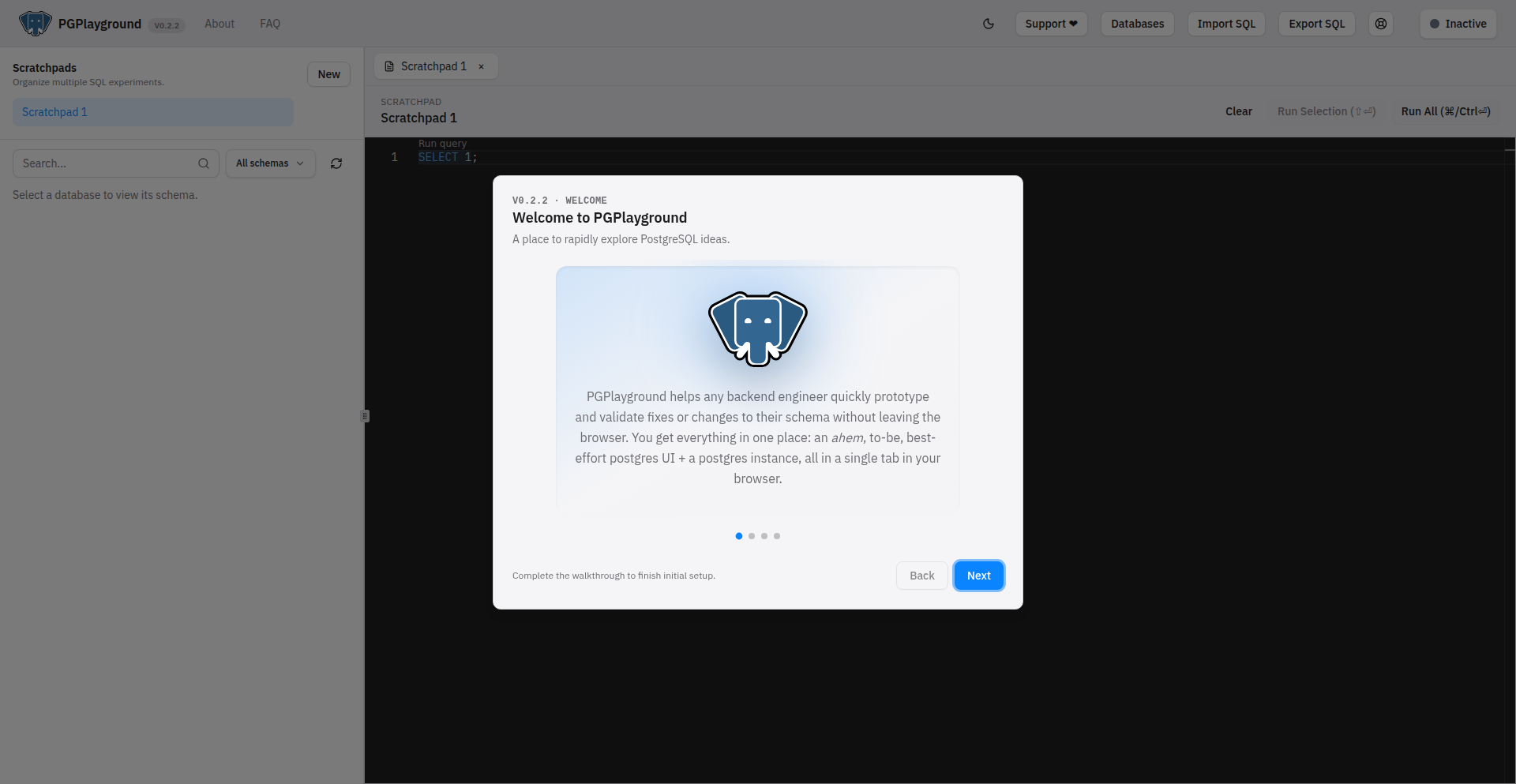 PgPlayground: 浏览器端Postgres即开即用游乐场