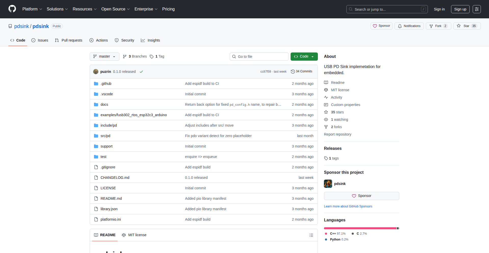 PD sink 嵌入式电源管理栈