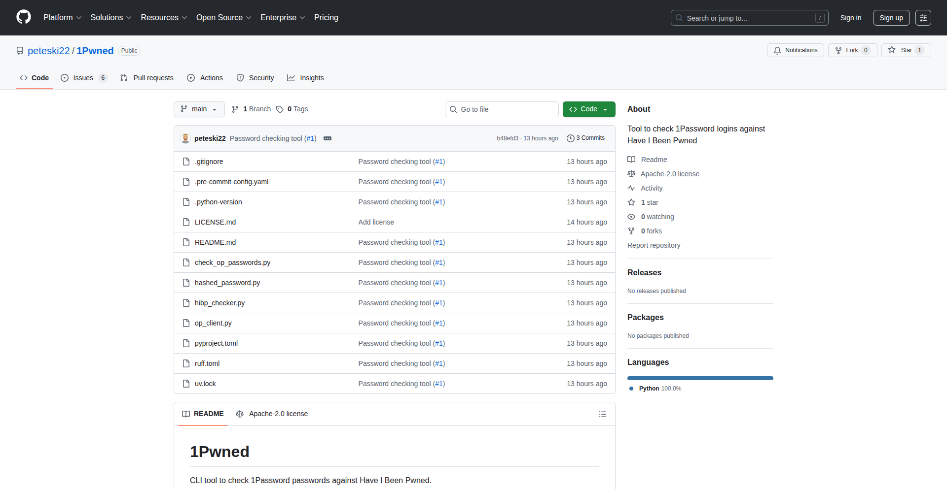 1Pwned 凭证泄露检测器