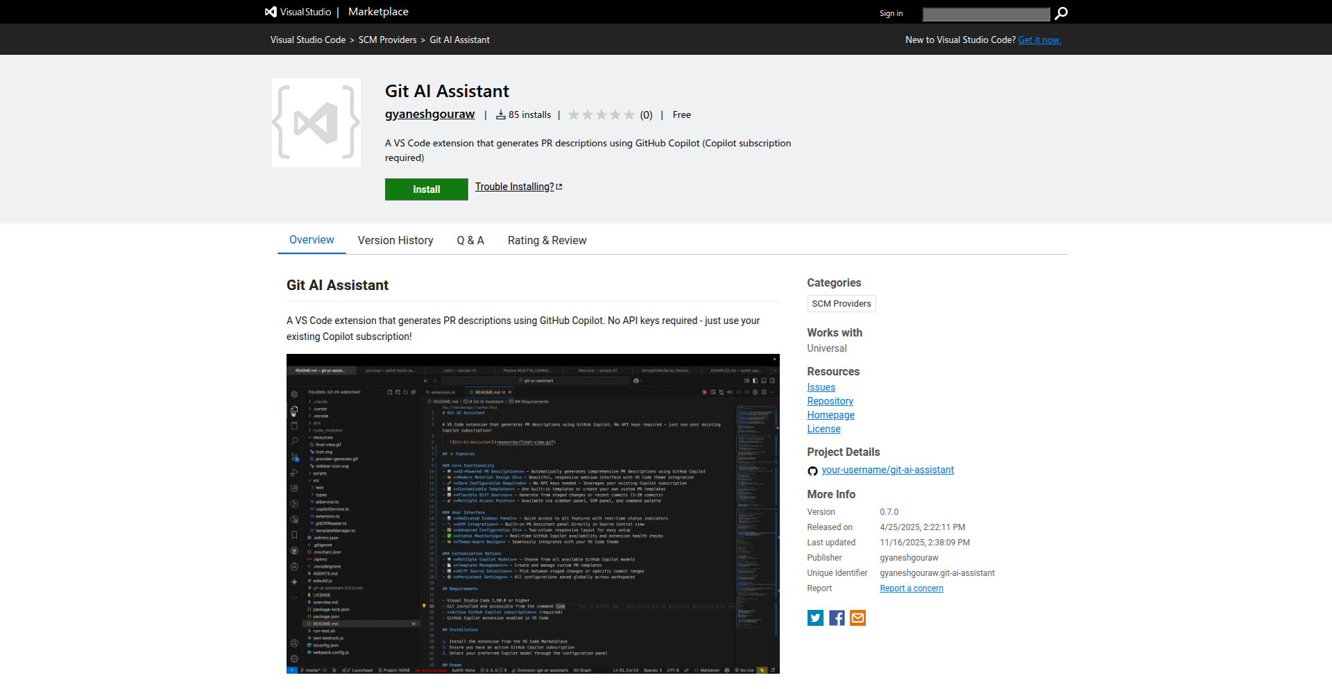 一键生成PR描述 Copilot