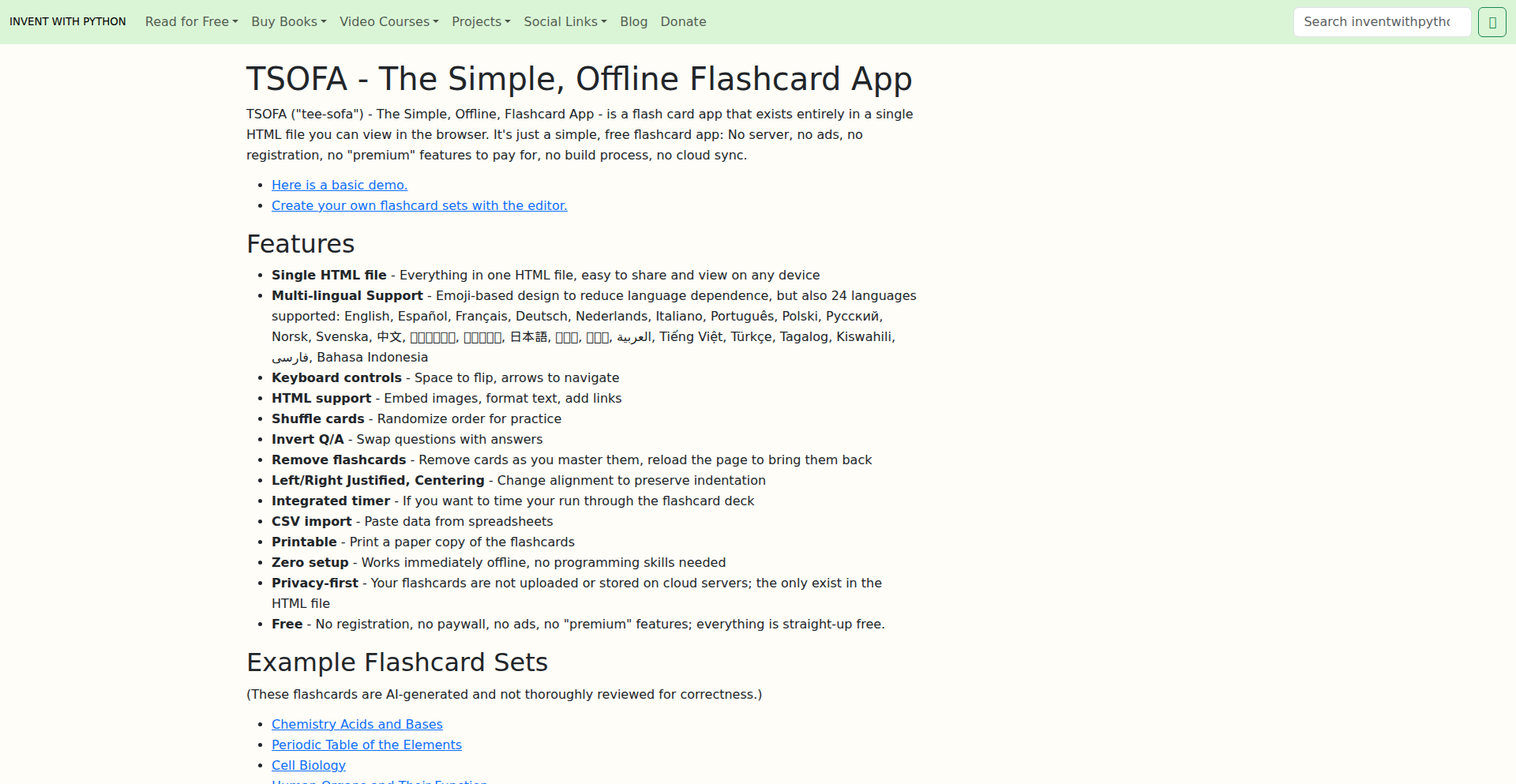 TSOFA: 极简单文件离线卡片应用