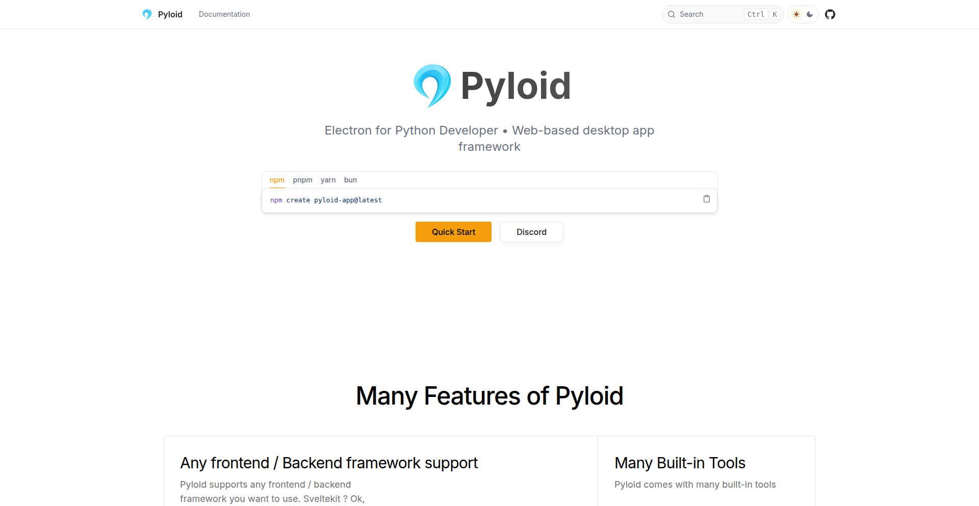 Pyloid: Python驱动的Electron-style桌面应用框架
