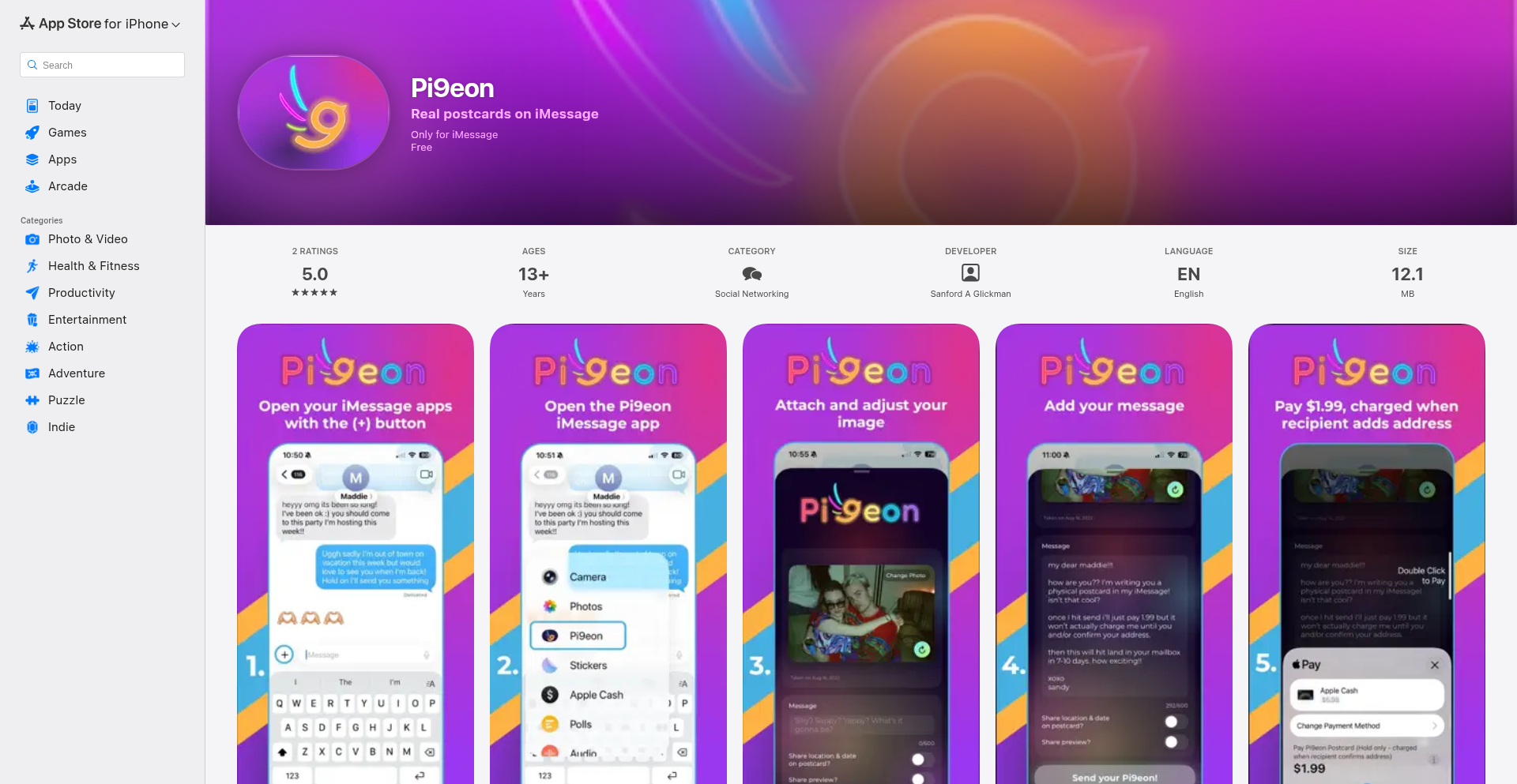 Pi9eon: iMessage Postcard Envoy