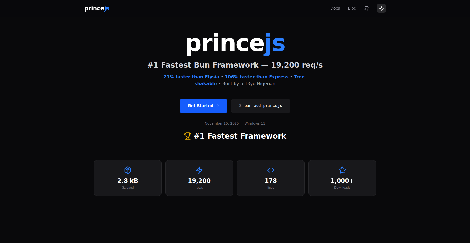PrinceJS: The Bun-Optimized Velocity Framework