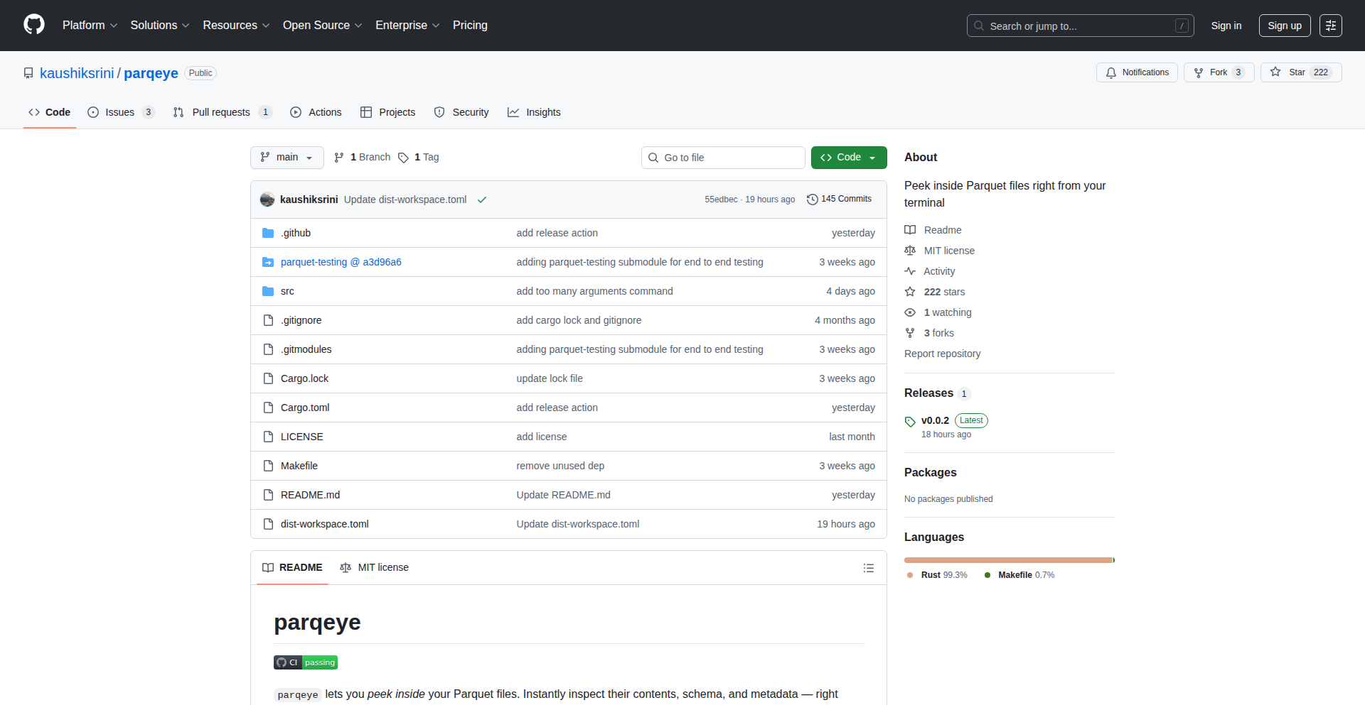 Parqeye CLI: Terminal Parquet Inspector