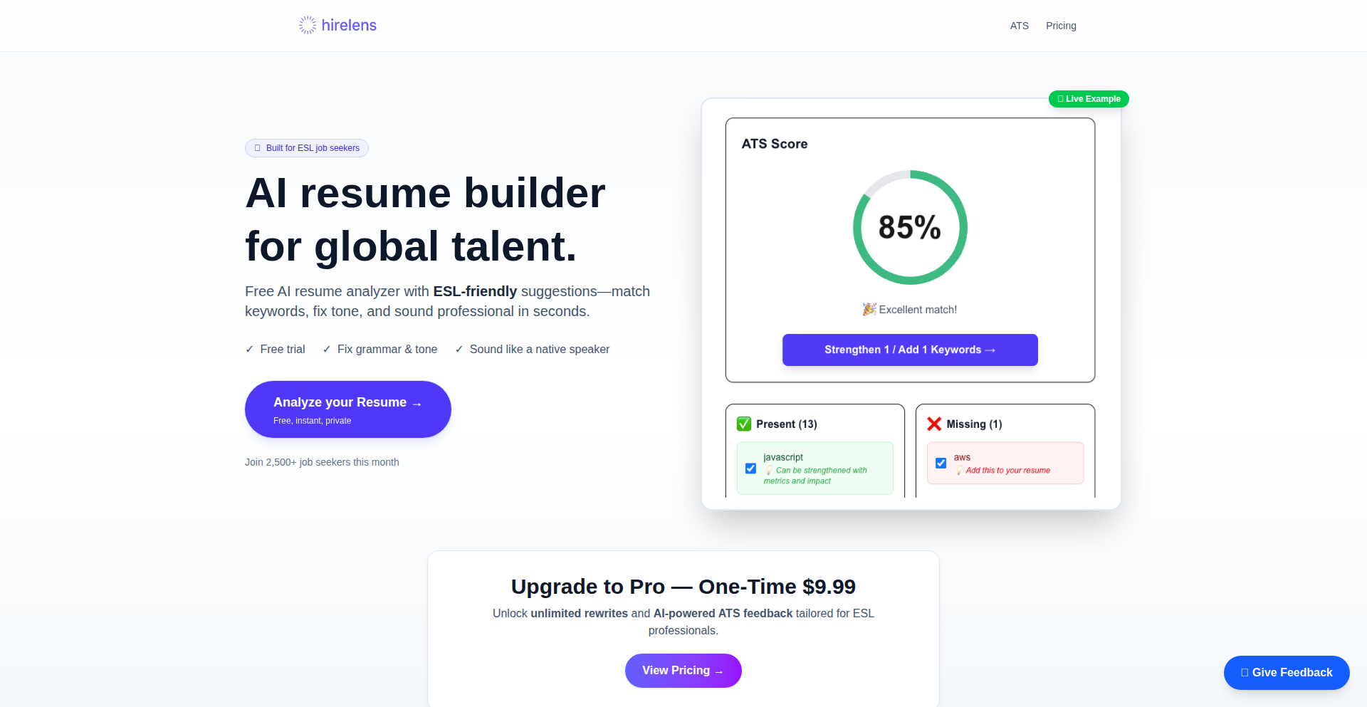 Hirelens:AI驱动的智能简历优化助手