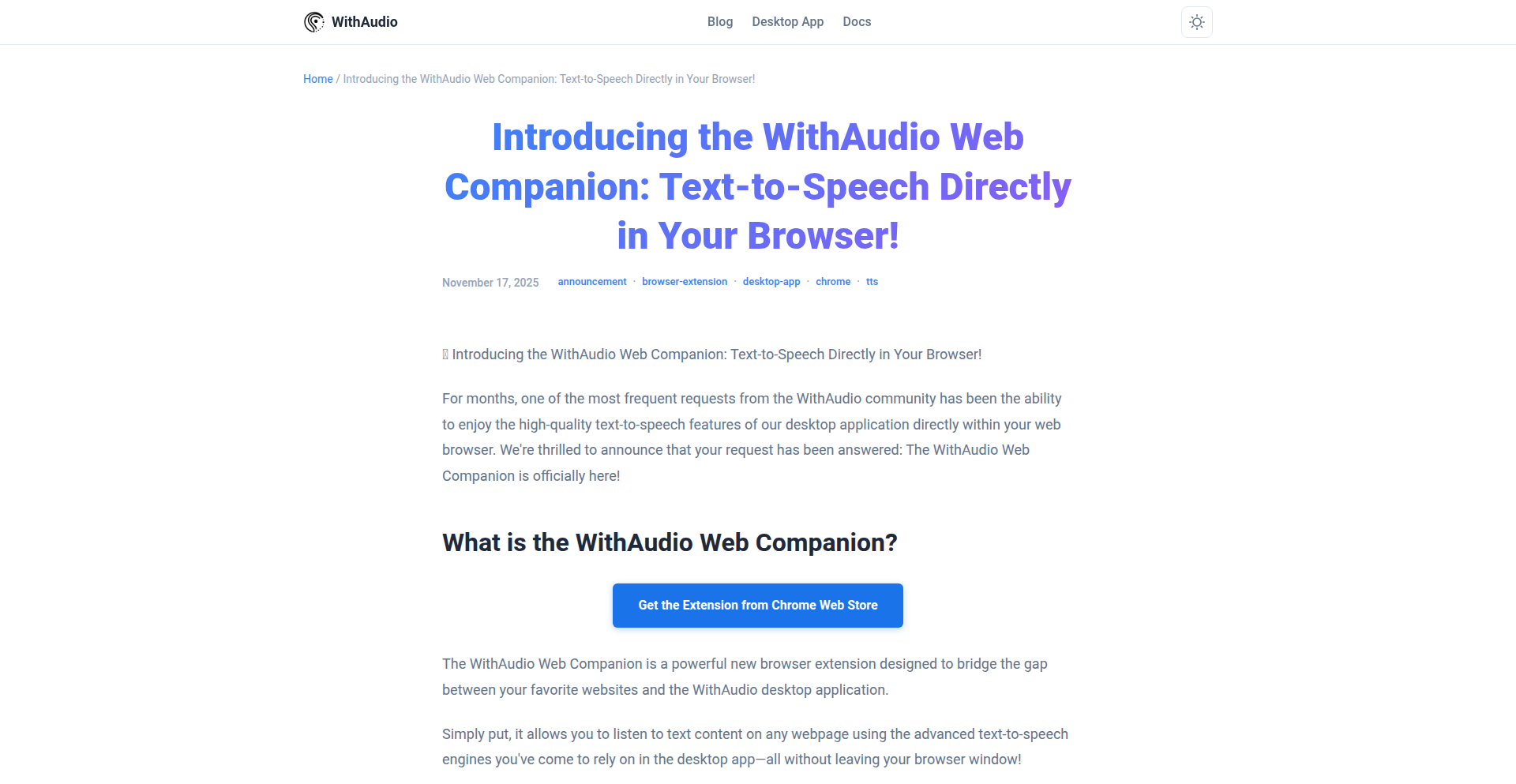 WithAudio 网页伴侣