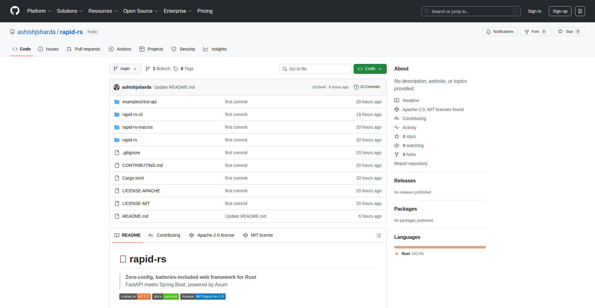 Rapid-RS:Rust Web API的快速启动器