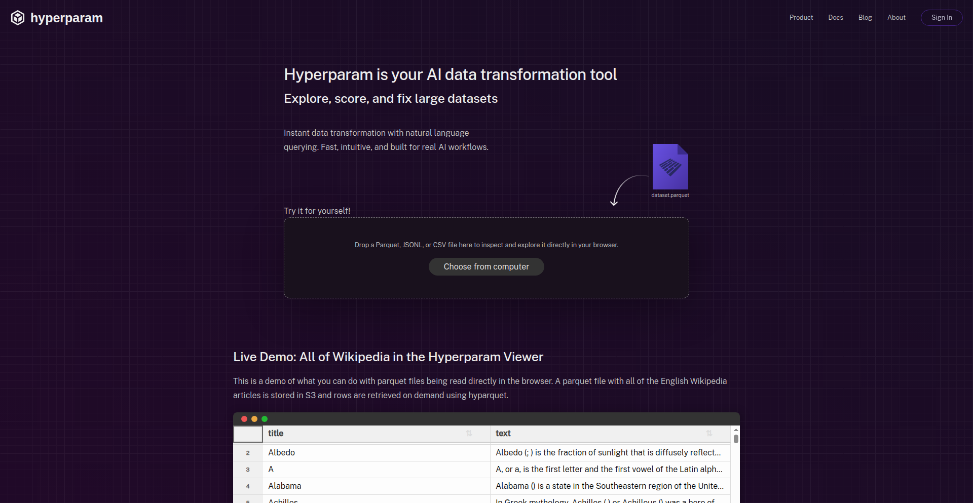 Hyperparam: ブラウザネイティブAIデータ探査・変換エンジン