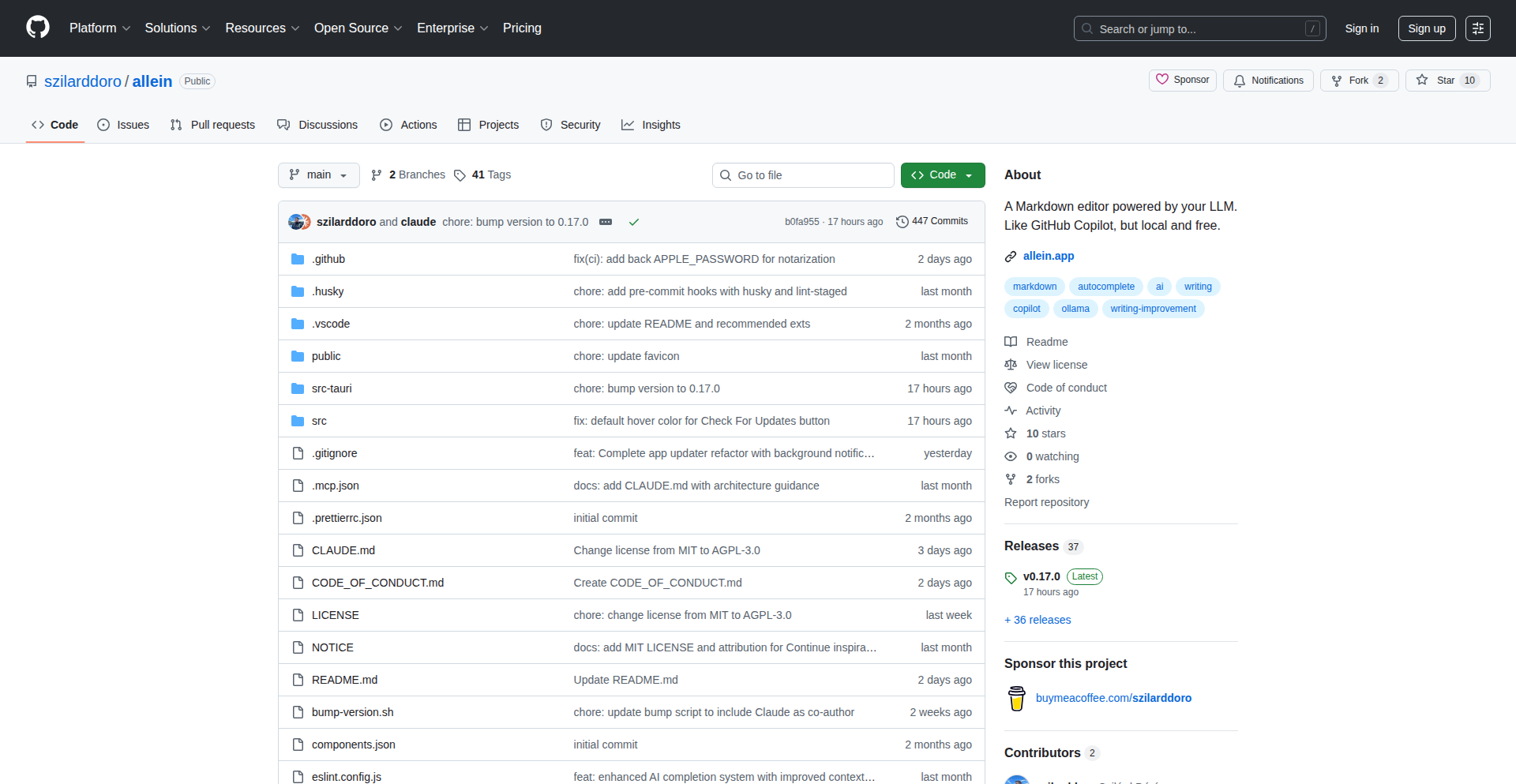 Allein - ローカルLLM駆動型Markdownエディタ