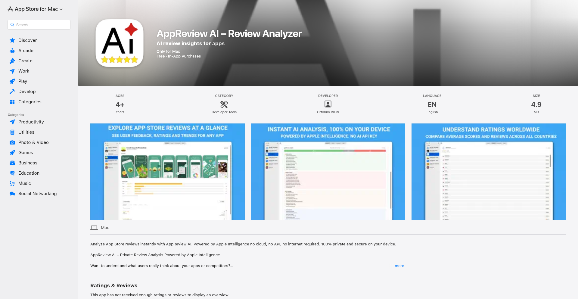 AppReview AI: ローカルAIによるアプリストアレビュー分析