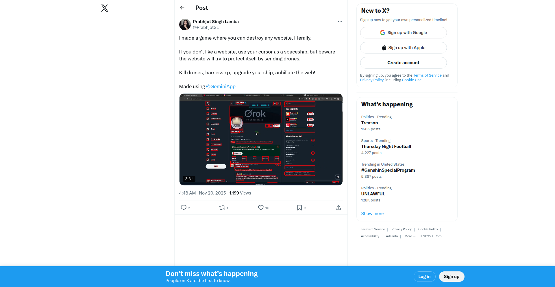 ウェブサイト殲滅シミュレーター：Gemini駆動型ブラウザ拡張機能