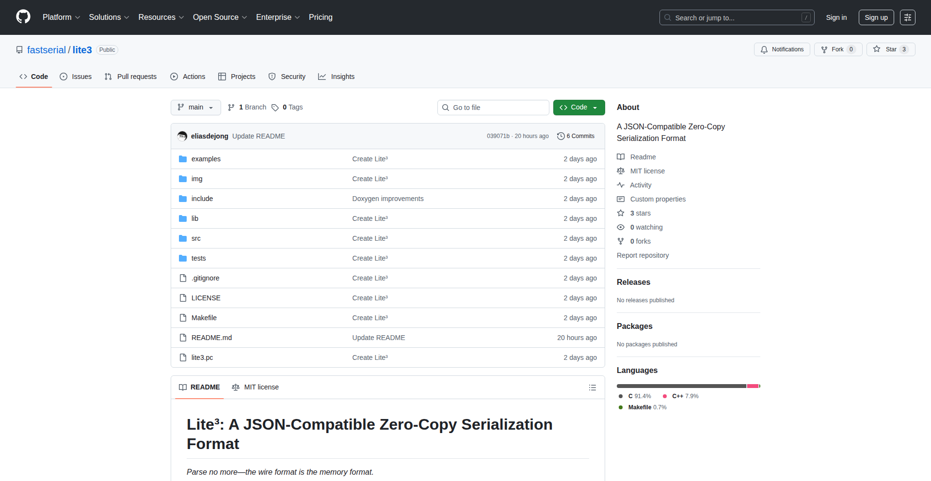 Lite³（ライトキューブ）- 超高速JSON互換ゼロコピージリアライゼーションフォーマット