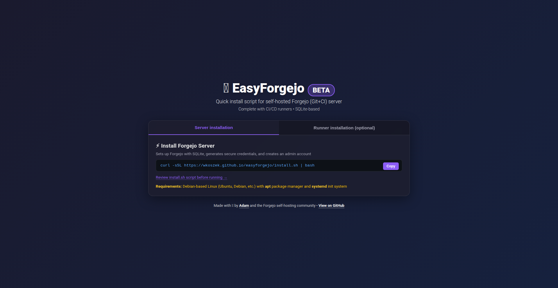 Forgejo快速部署精灵