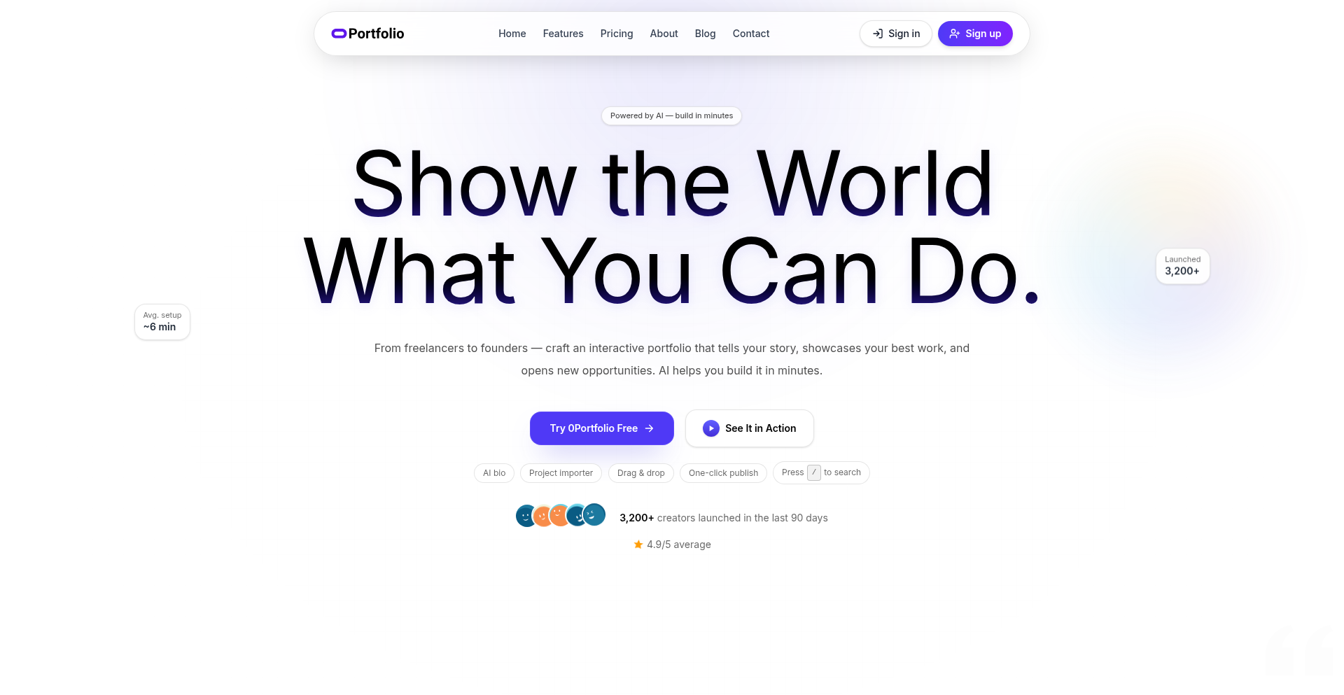 0Portfolio: AI生成パーソナルポートフォリオビルダー