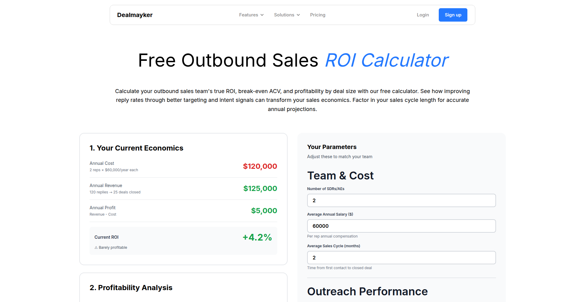 セールス収益性予測キャッシュフロー計算機